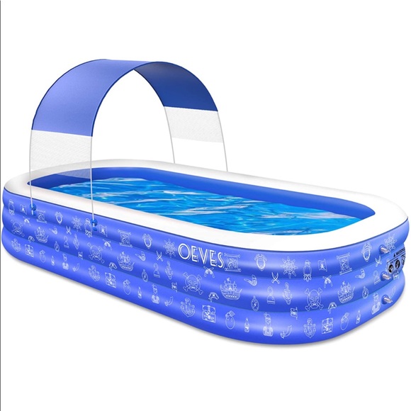 Above ground Pool with removable canopy for sun protection. Full size fits 4 - Picture 3 of 4